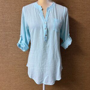 Cotton Natural Top Womens Small Aqua Blue